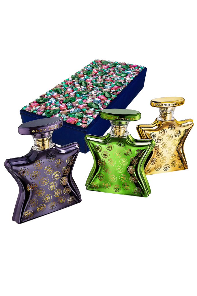 BOND NO. 9 LUXE TRIO OF OUDS IN SWAROVSKI DARK ROSE & TANZANITE